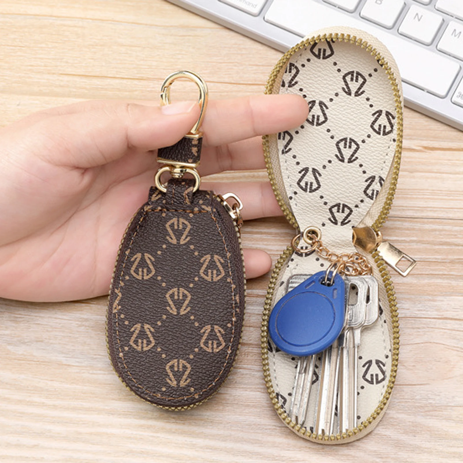 Large Capacity Multifunctional RFID Blocking Keychain Storage Pouch Fashionable Simple and Small PU Car Key Bag