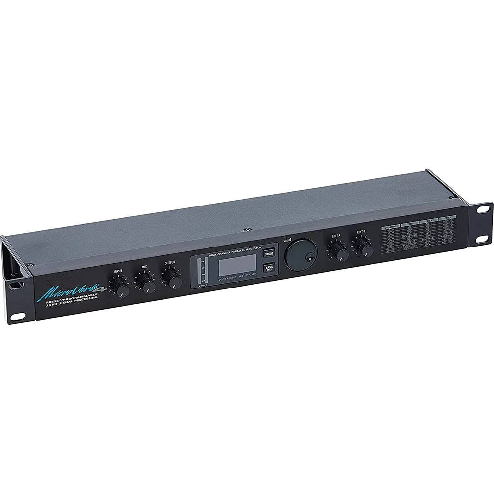 MICROVERB 4 Preset/programmable 18-Bit signal processor 18 bit conversion Special FX parameters MIDI control of program changes