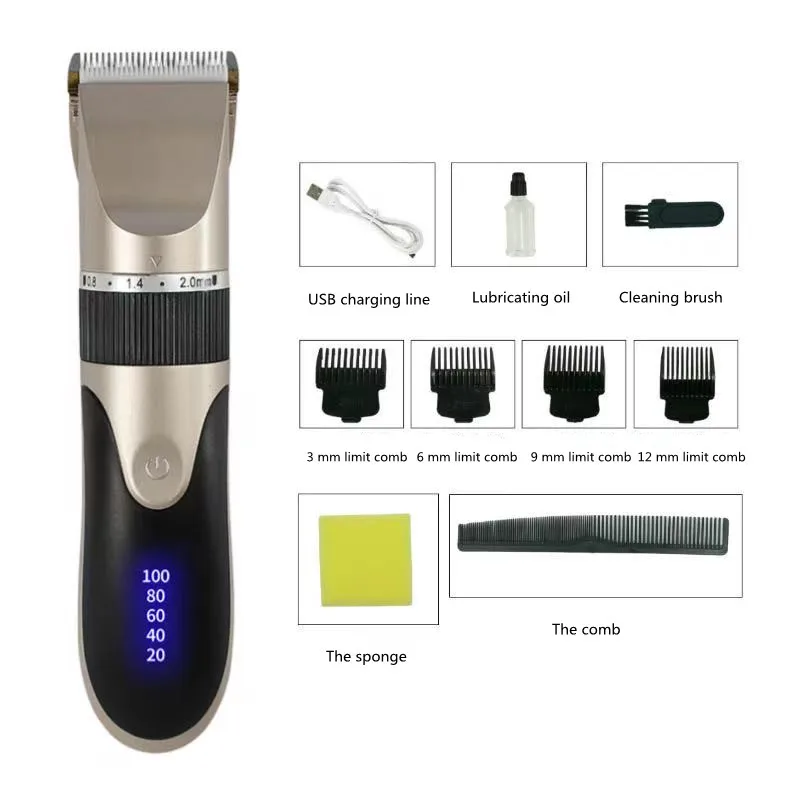 Машинка для стрижки волос мужская с ЖК-дисплеем и USB-зарядкой