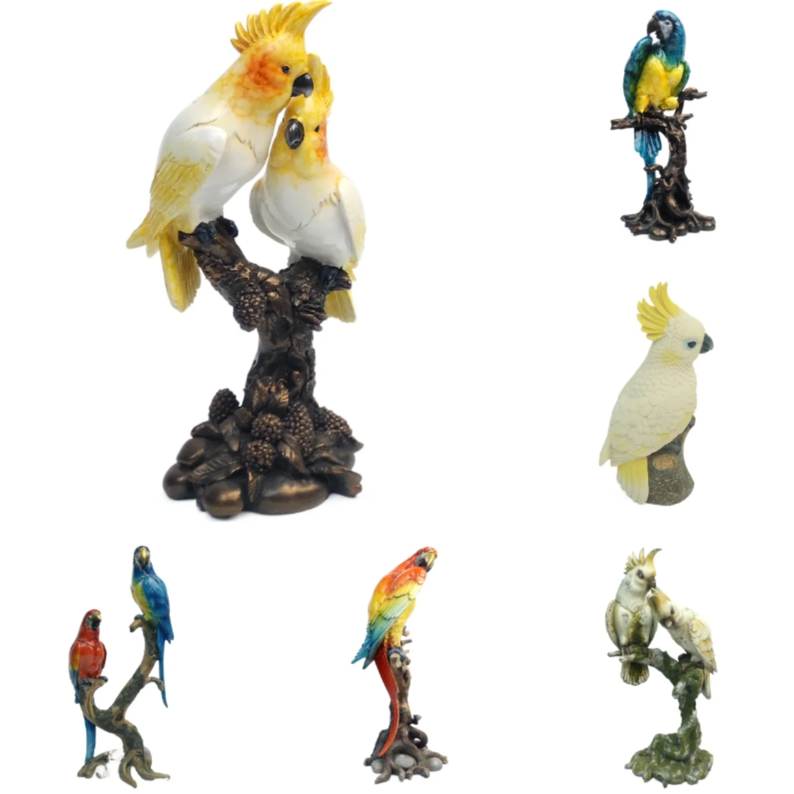 
Wholesale custom Cockatoos outdoor garden ornaments small bird animal sculpture white resin crafts parrot statue 