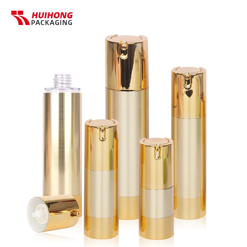 15ml 30ml 50 ml 80ml 100ml AS Gold Highlight  Airless Lotion Mist Pump Spray  Bottle For Luxury  Packaging Cosmetic