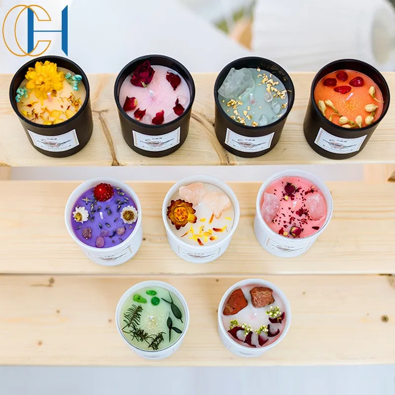 C&H Wholesale Relaxing Luxury Crystal Aroma Scented Candle Soy Wax custom Fragrance Candles with crystal