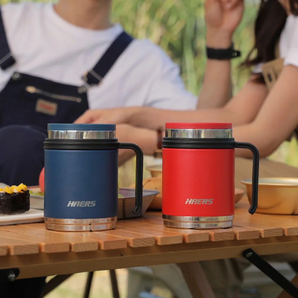 HAERS amazon hot selling new product ideas 2023 Custom Logo 18oz black matte color glaze ceramic cork based coffee mugs cork bo
