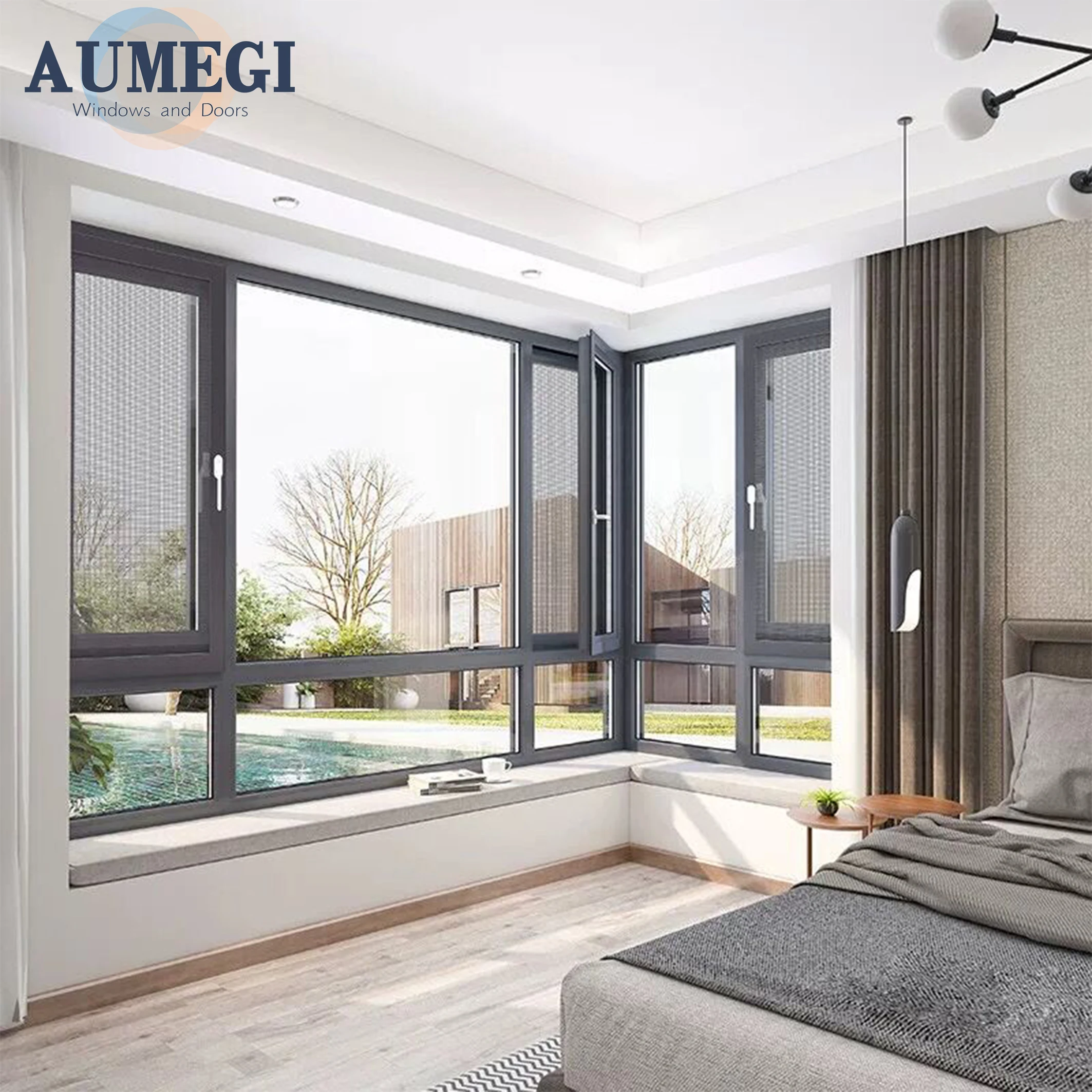 Система офисных окон Aumegi, цена, бескаркасные створчатые окна, стальные створчатые окна