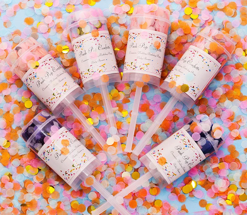 Свадьба Выпускной пол раскрываемая девочка детский душ свадьба годовщина новый год День Рождения Вечеринка Push Pop конфетти попперы