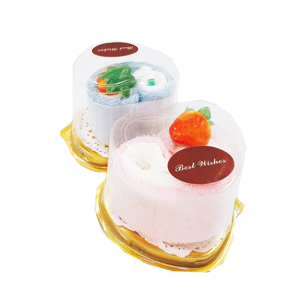 China manufacturer promotional towel cake cute heart shape wedding souvenir towels