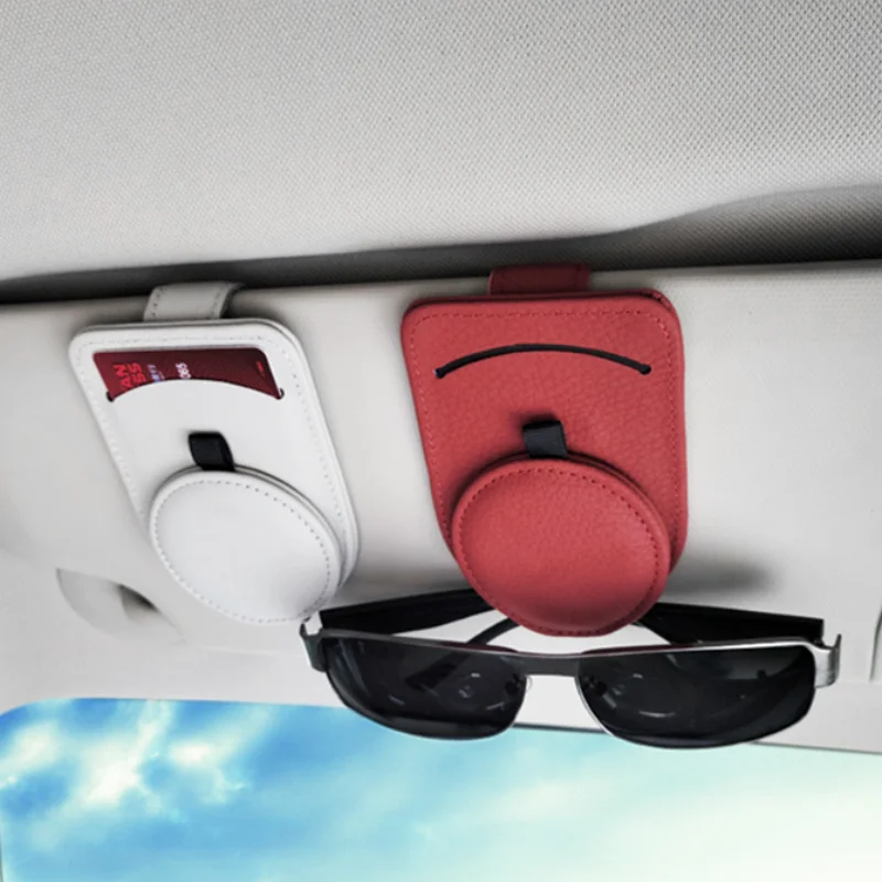 Luxury Sunglasses Case Car Sun Visor Glasses Storage Holder Genuine Leather Glasses Holder for Cars