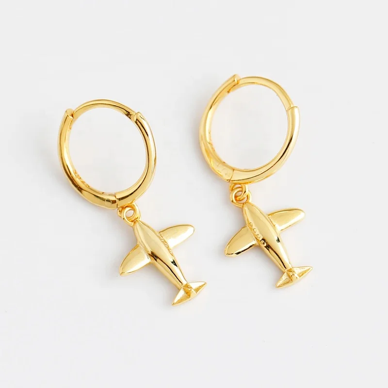 Wholesale Price Hypoallergenic 925 Sterling Sliver Airplane Hoop Earrings For Holidays