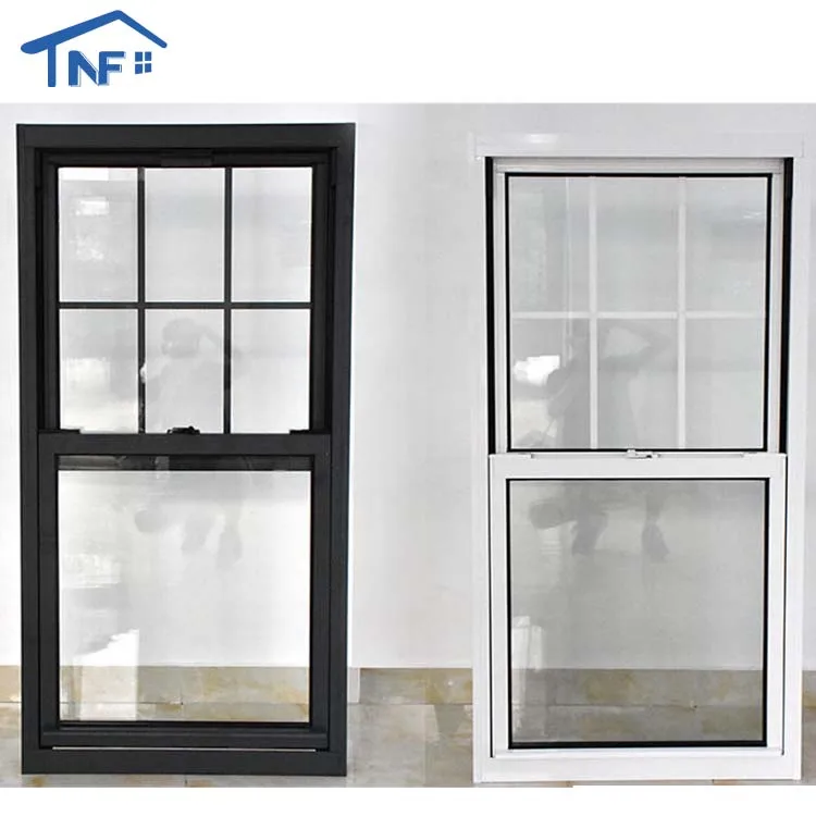 Aluminum Manual Single Hung Windows Double Tempered Clear Glass Vertical Sliding Hung Windows