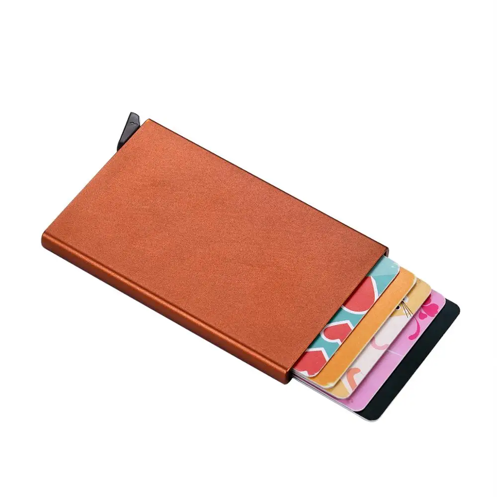 Amazon hot sale wholesale custom aluminum alloy automatic pop-up credit card case RFID card holder wallet for men promotion gift