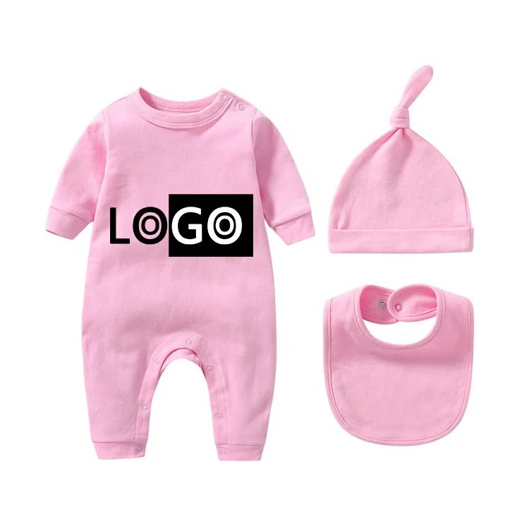 Logo customized printed organic cotton baby mitten glove cap bib set baby bamboo pajamas