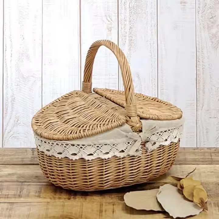 Natural Eco-Friendly Wicker Basket Outdoor Picnic Basket Vegetable Basket For Picking And Shopping