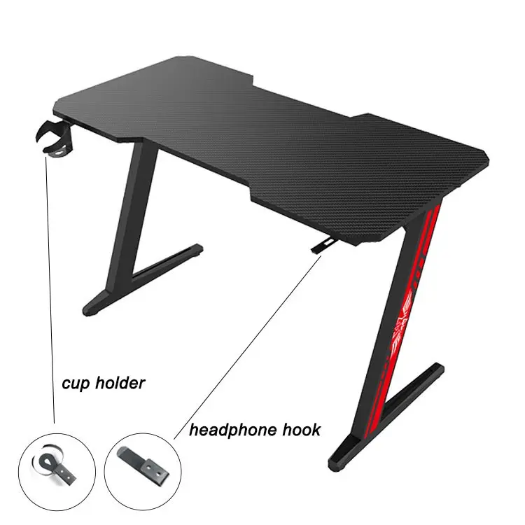 Factory direct sale Z-shaped computer gaming desk table with different sizes