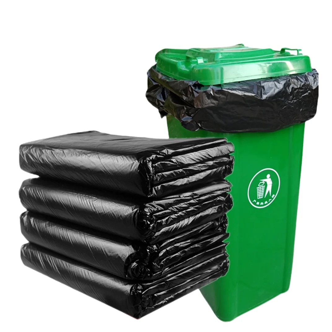 Wholesale black trash can liners for kitchen food waste custom size thickness trash can liners pe heavy duty recycling trash bag