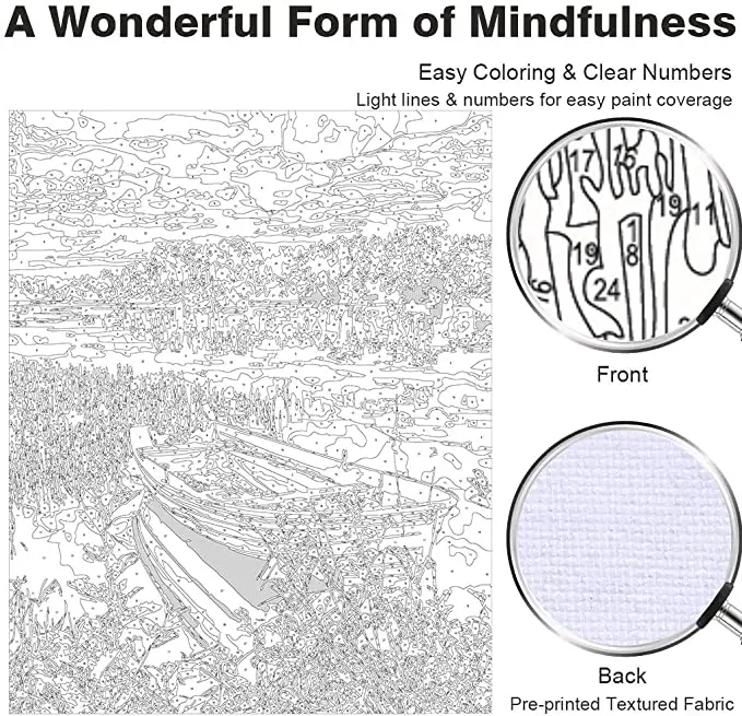 DIY Paint by Number Kit On Canvas for Beginners, New Painters,Canvas Oil Painting Kit for Adults Harbor in the sunset