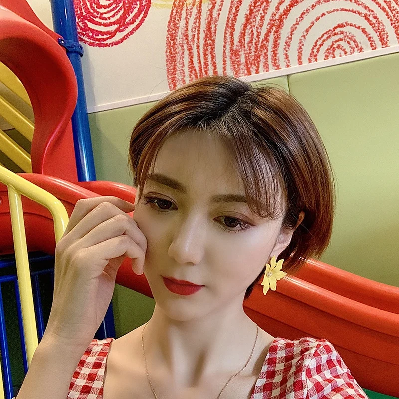 European Style Women Maple Leaf Earrings Large Ear Stud Statement Flower Earrings