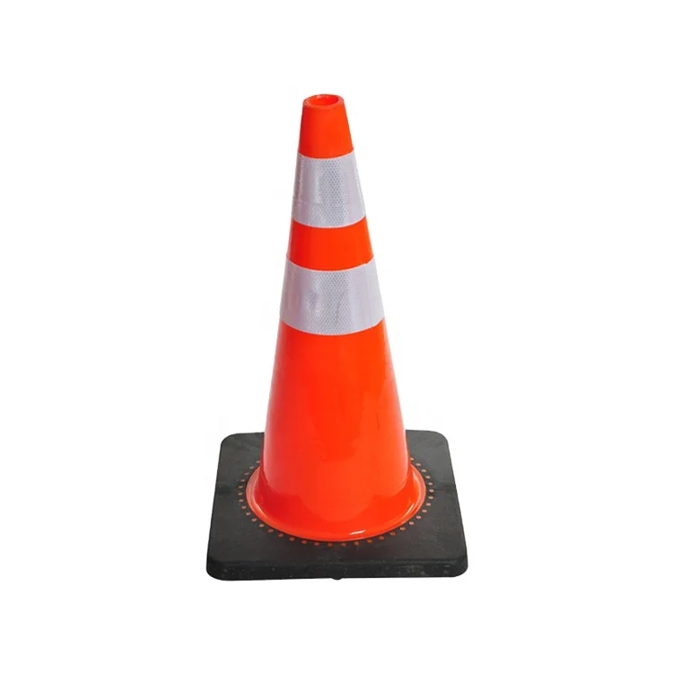 Warning Cone High Reflection 75cm and 3.2Kgs With Black Rubber Base Saefty Cones PE Roadway Safety Traffic Cone