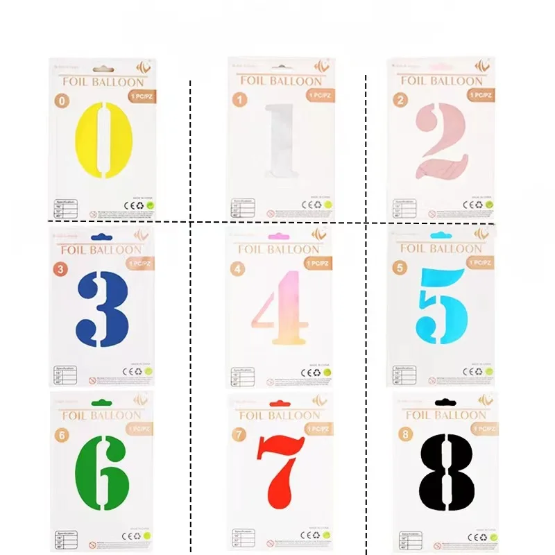 wholesale 32 inch paper card package digital number aluminum film helium balloon for happy birthday party decoration