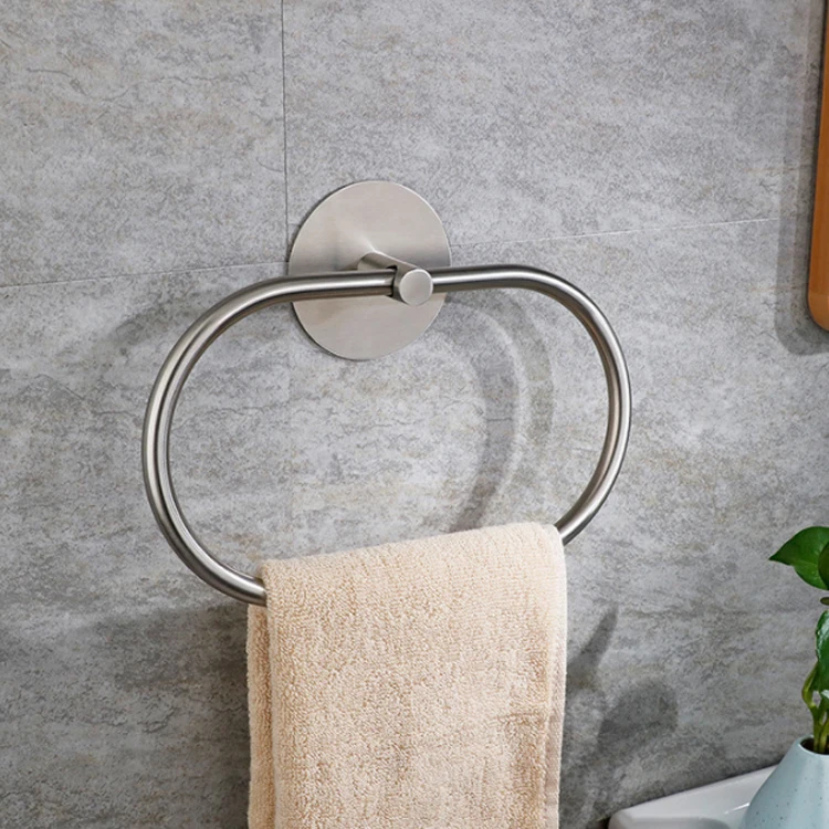 Hotel towel ring bathroom Oval shape self adhesive black hand towel ring round holder towel with ring