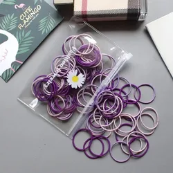 100pcs/bag Girls High Elastic Color Hairband Rubber Band Hair Rope