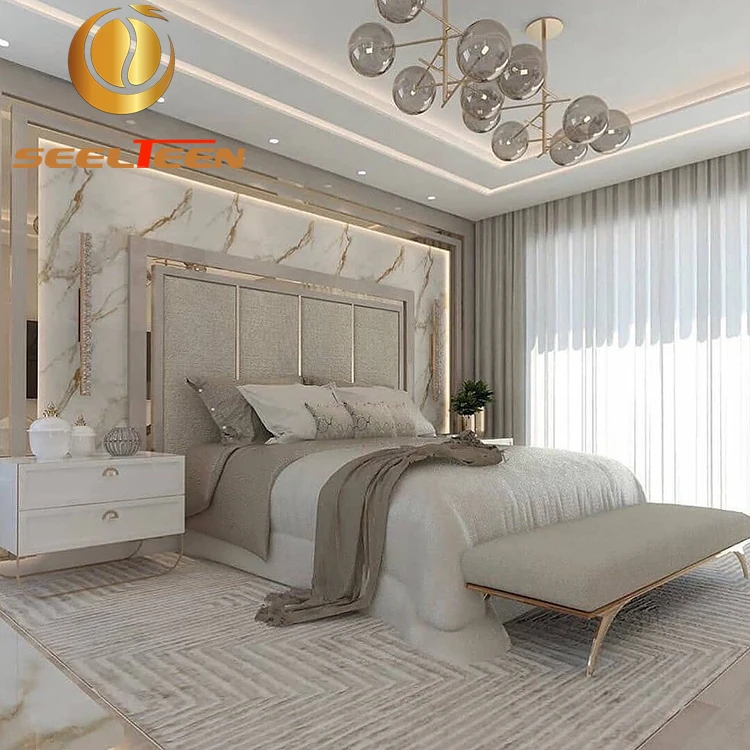 Villa Design Furniture Bedroom Set Wooden Comfortable Antique Bedroom Set