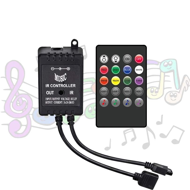 Мини-контроллер светодиодных лент RF RGB LED контроллер Диммер DC 5V-24V 12A 20 Ключи беспроводной пульт дистанционного управления для Светодиодные полосы света