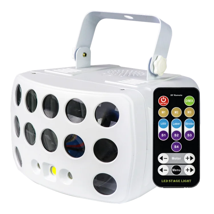 LED stage decoration butterfly derby beam strobe R+G laser 3in1 effect disco party Christmas light projector