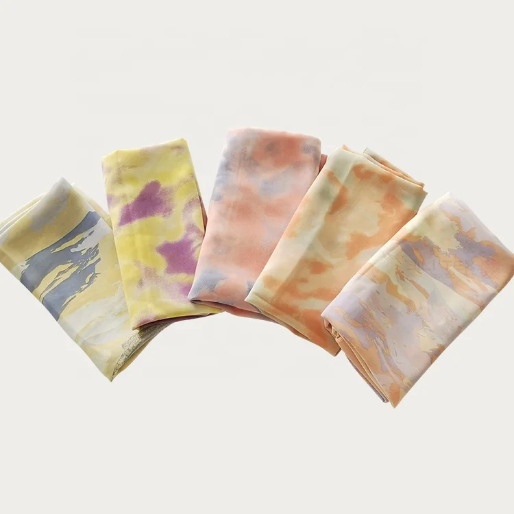 Super September new design Wholesale High Quality Women Chiffon Shawl Tie & Dye  ink printing bawal hijab