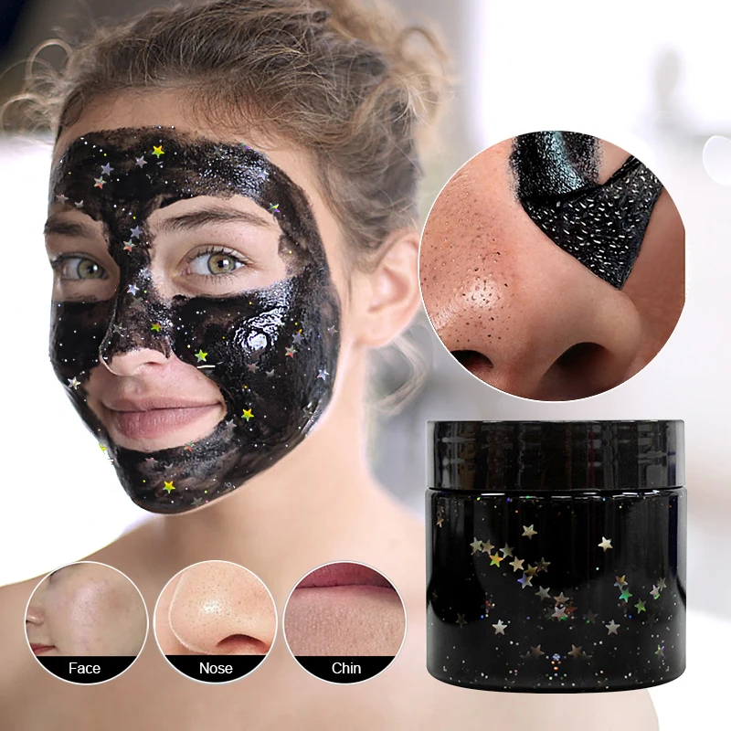 Wholesale skin care glitter facial blackhead remover peel of mask deep cleansing black head peel off face mask