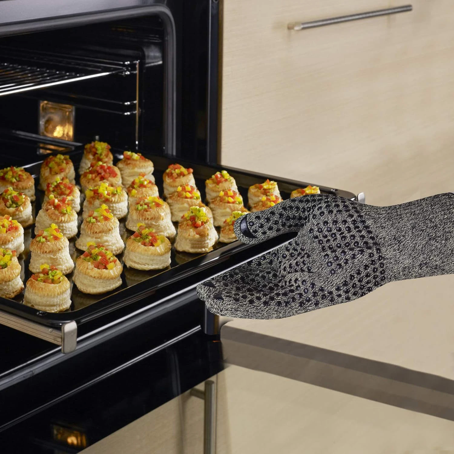 Barbecue1800 F heat-resistant oven gloves waterproof gloves washable knitted waterproof gloves