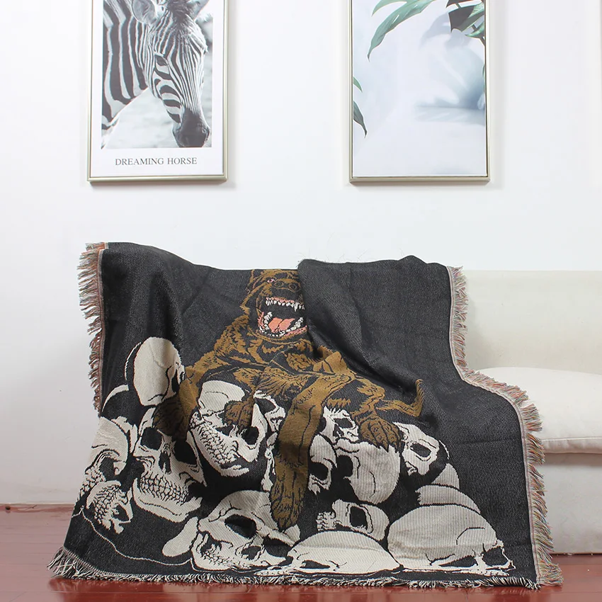 Китай оптовая продажа двойная вышивка 100% хлопок жаккардовая ткань открытый пикник пользовательский плед гобелен одеяло с