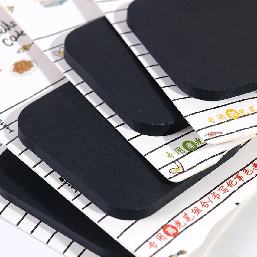 
50 Sheets Creative Black Sticky Notes With Fluorescent Pen Set 