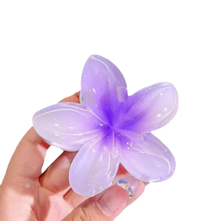 Wholesale Spring Summer Beach Vacation New Ins Beautiful Plumeria Flower Hair Claws Women Hibiscus Hawaiian Frangipani Hair Clip