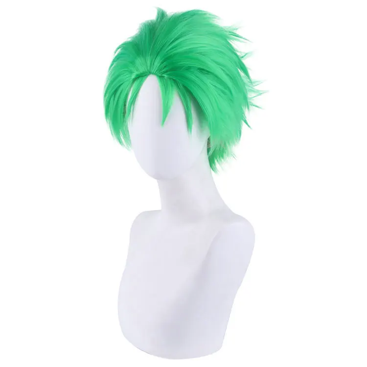 Ainizi wholesale 30cm green synthetic hair character of Roronoa Zoro cosplay party wig from ONE PIECE