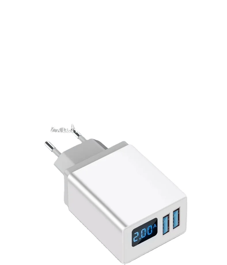
good price 2 USB ports Charger LED Display EU/US /UK Plug Smart Fast Charging Mobile Wall travel Charger for mobile phones 