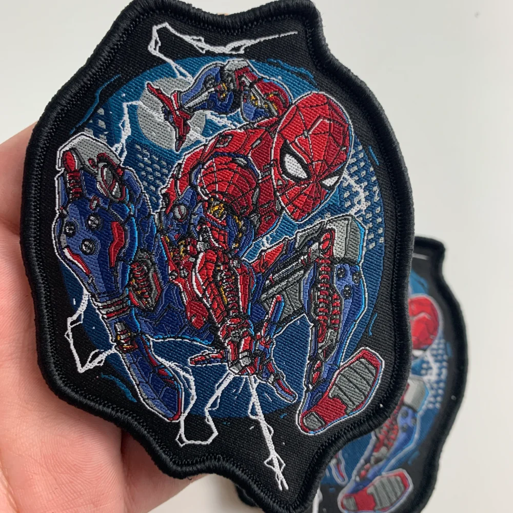 Spider-man Artist Custom iron on woven patch ,brand logo badge applique clothes patch