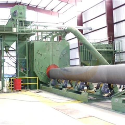 Internal/external steel pipe surface treatment cleaning shot blasting line