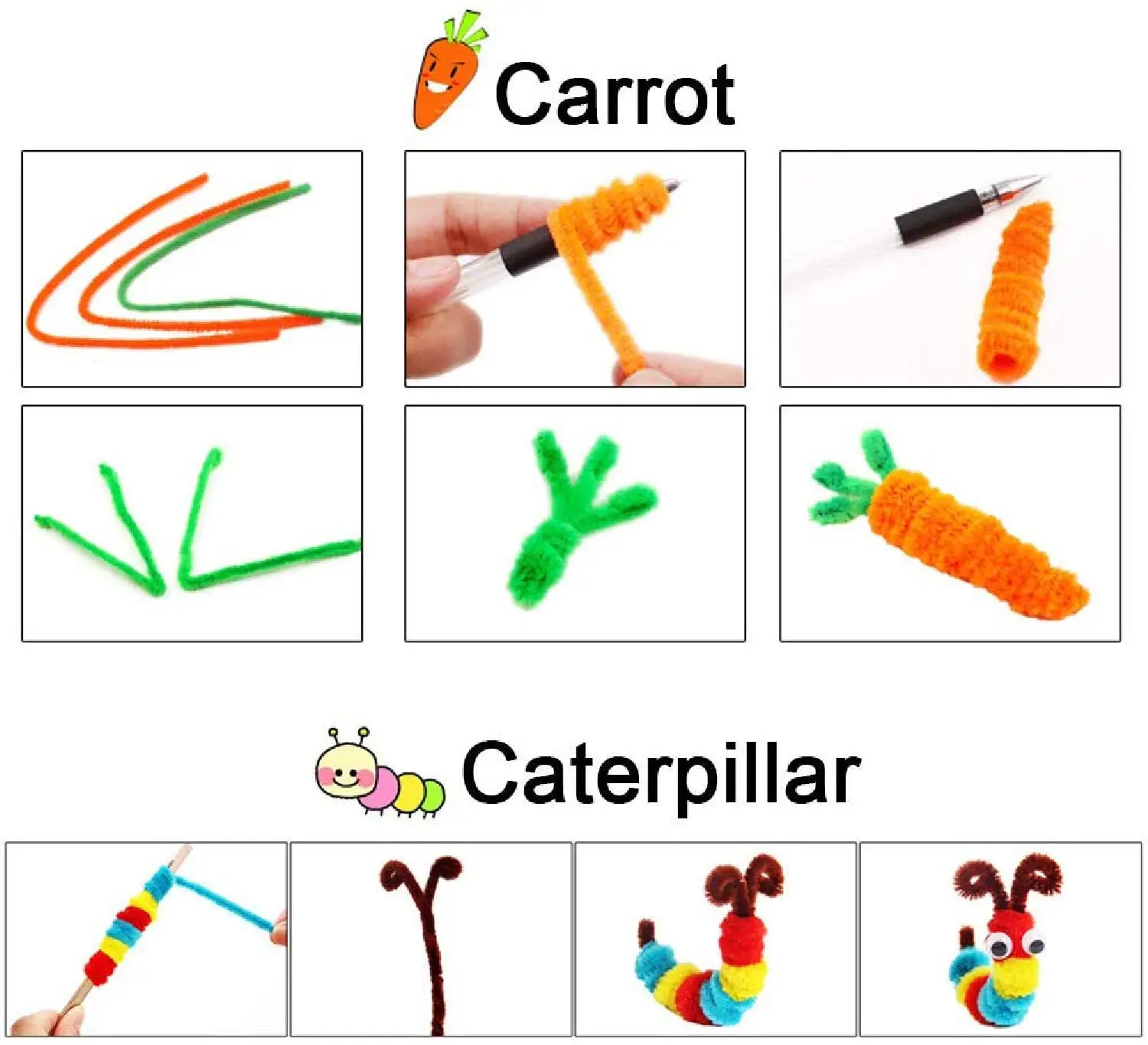 Pom Poms for DIY Arts Creative Crafting Decorations Fuzzy Colored Sticks Set Crafts Supplies for Adults and Kids