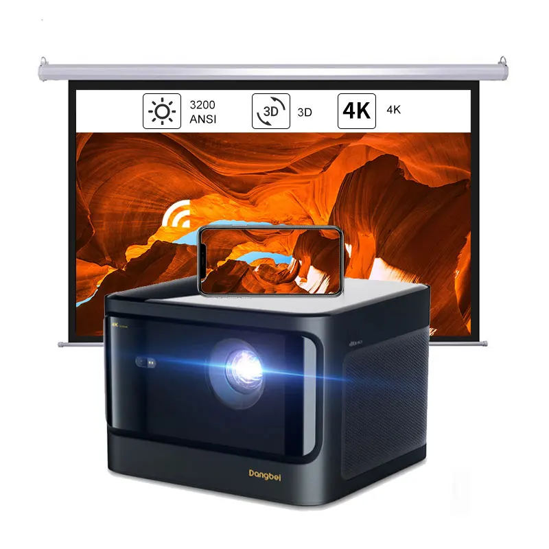 Dangbei mars pro UHD Laser 4K Projector Telephoto Focus Home Video Beamer with Android 3D Wifi DLP 3200 ANSI Lumens