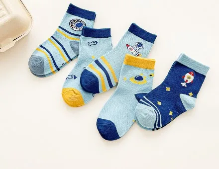 Fashion Cartoon Bear Children Cotton Socks Custom Design Sport Crew Socks for Kids 5pairs per set Wholesale