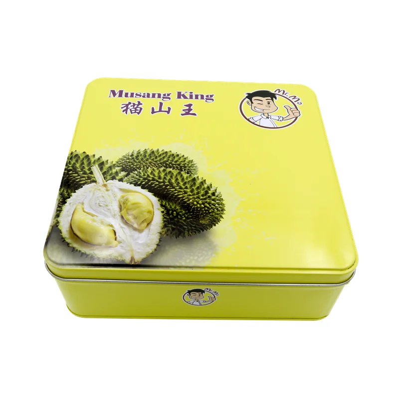 Metal food safe tin cans Square Metal boxes for cookies embossed container storage tin boxes