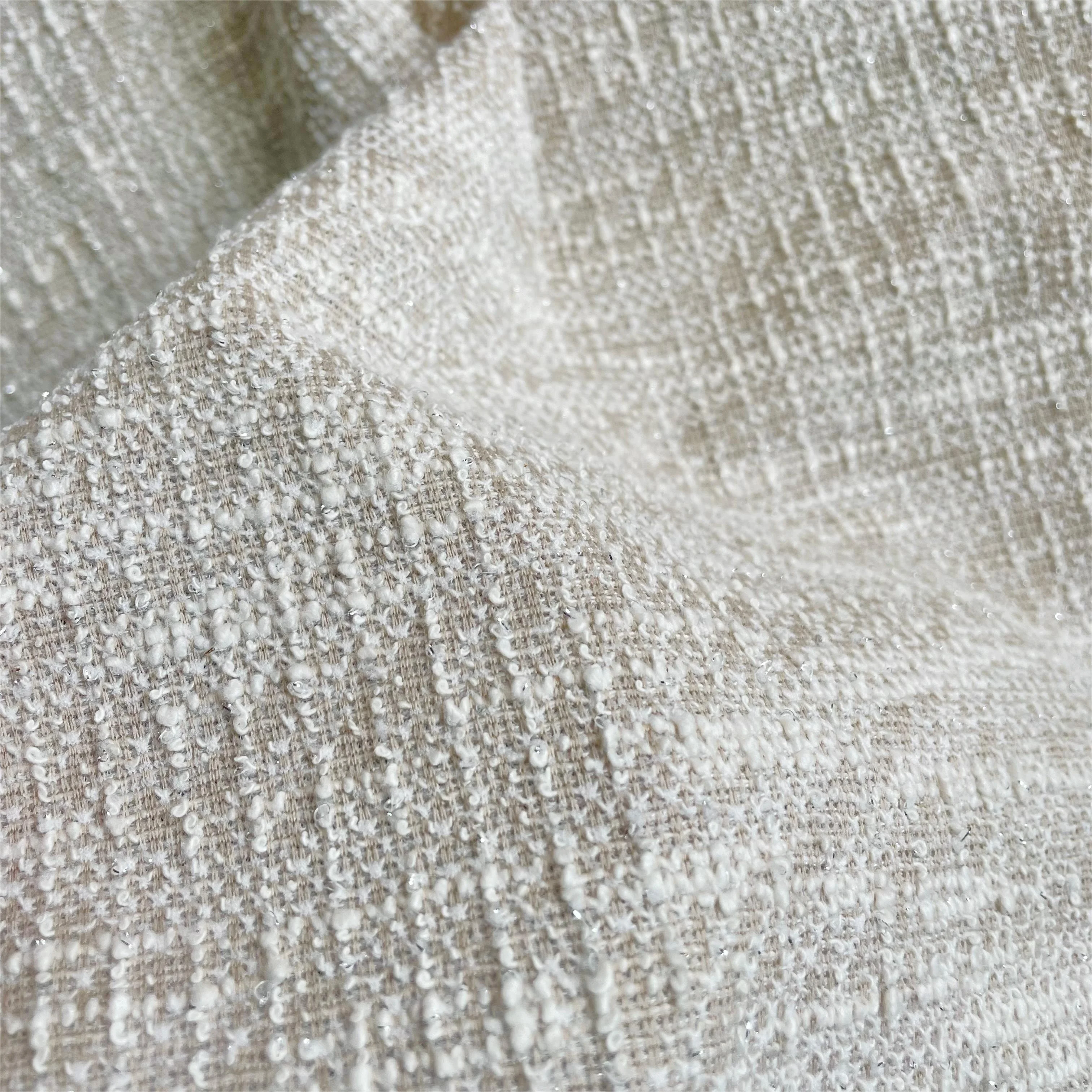 Custom knitted polyester cotton wire plaid fabric small incense style tweed Chenille tweed fabric
