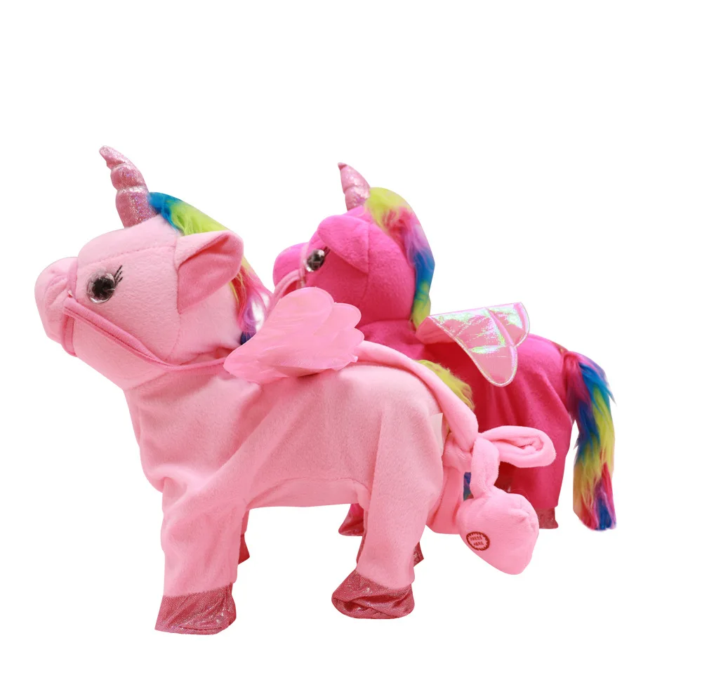 Wholesale Fashion Design Walking Electric Plush Toy Unicorn Can Sing Horse Called Lead Rope Pegasus Doll Tamagotchi Horse Toy
