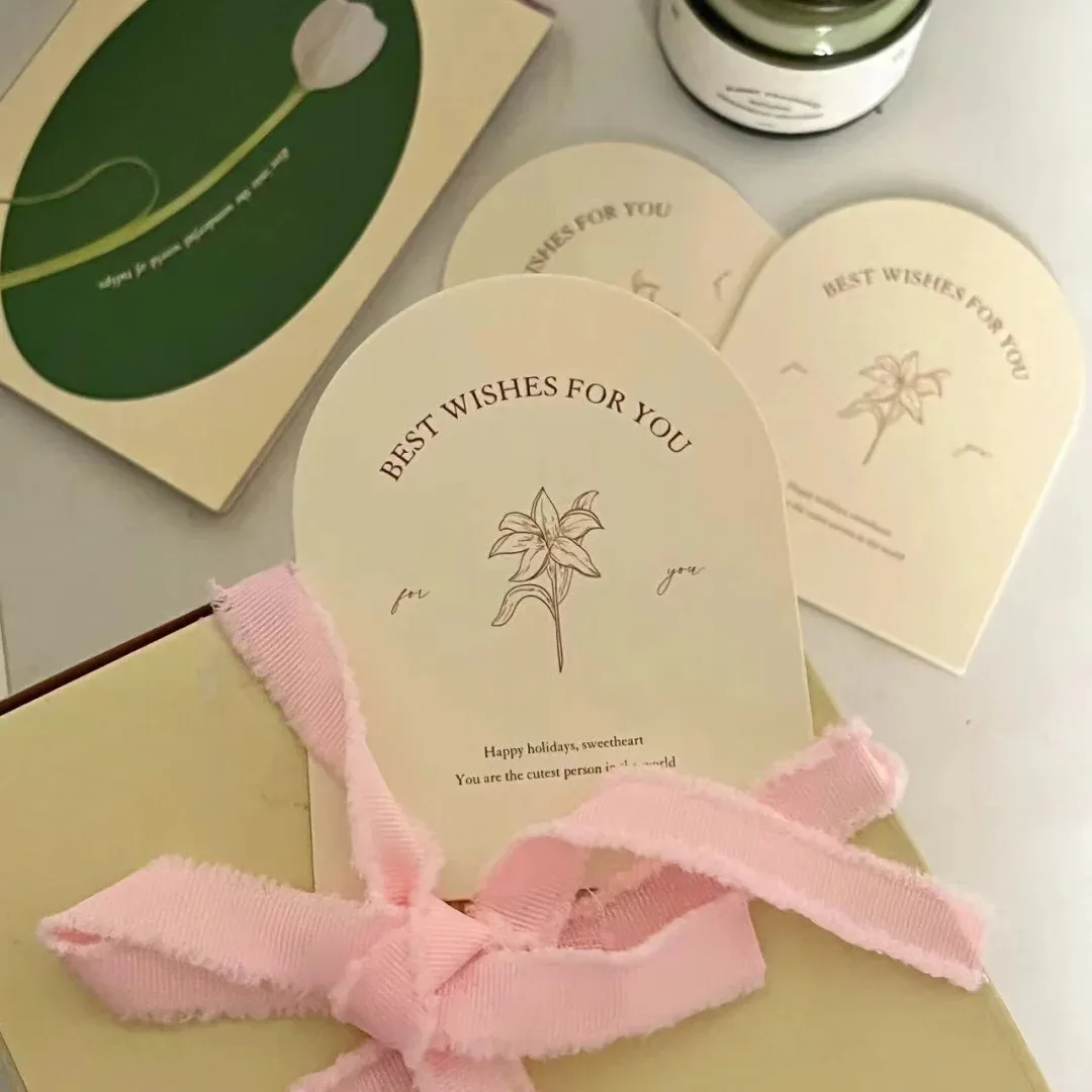 Custom bouquet packaging postcard luxury cotton paper card simple design thank you card high quality greeting card