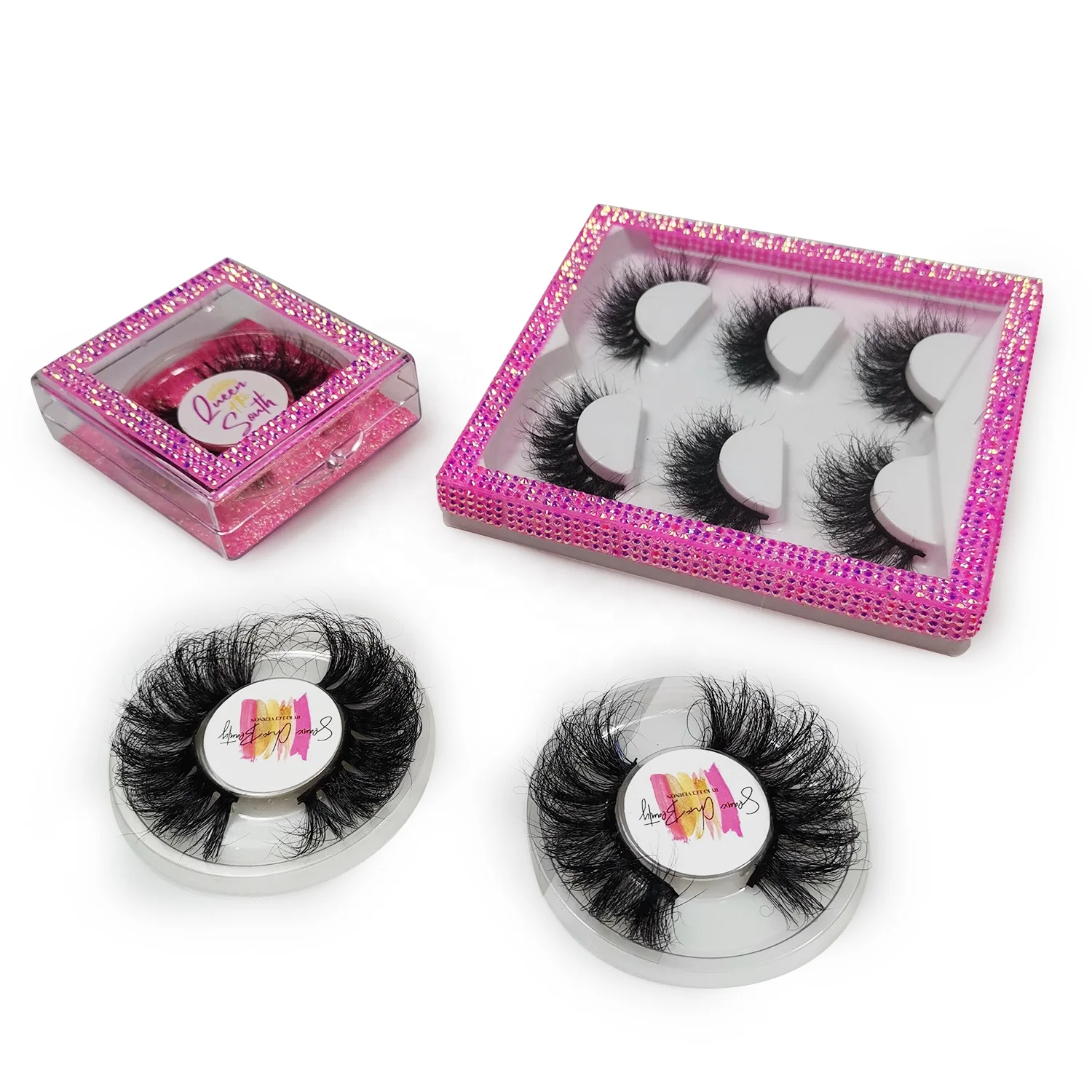 Qingdao Wholesale Cheap Luxury 3d 5d Mink private label mink strip lashes super fluffy 25mm mink eyelashes
