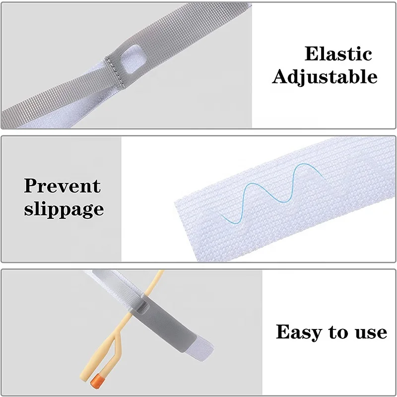 Catheter Stabilization Device Anti Slip Urinary Drainage Tube Holder With Silicone Grips Hook And Loop