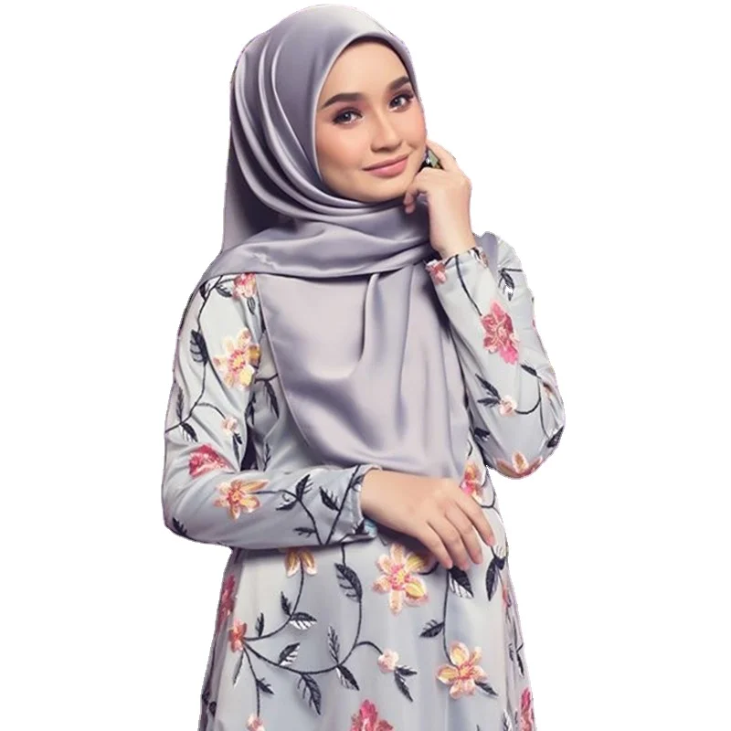 Outgoing flower long abaya women middle east muslim dress dubai