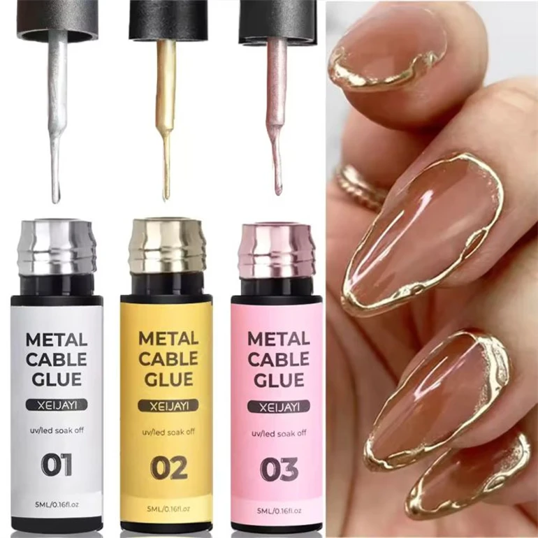 Quality assure 5ml Metallic Liner Gel Nail Polish Chrome Super Bright Mirror Effect Painting Drawing Line French Gel