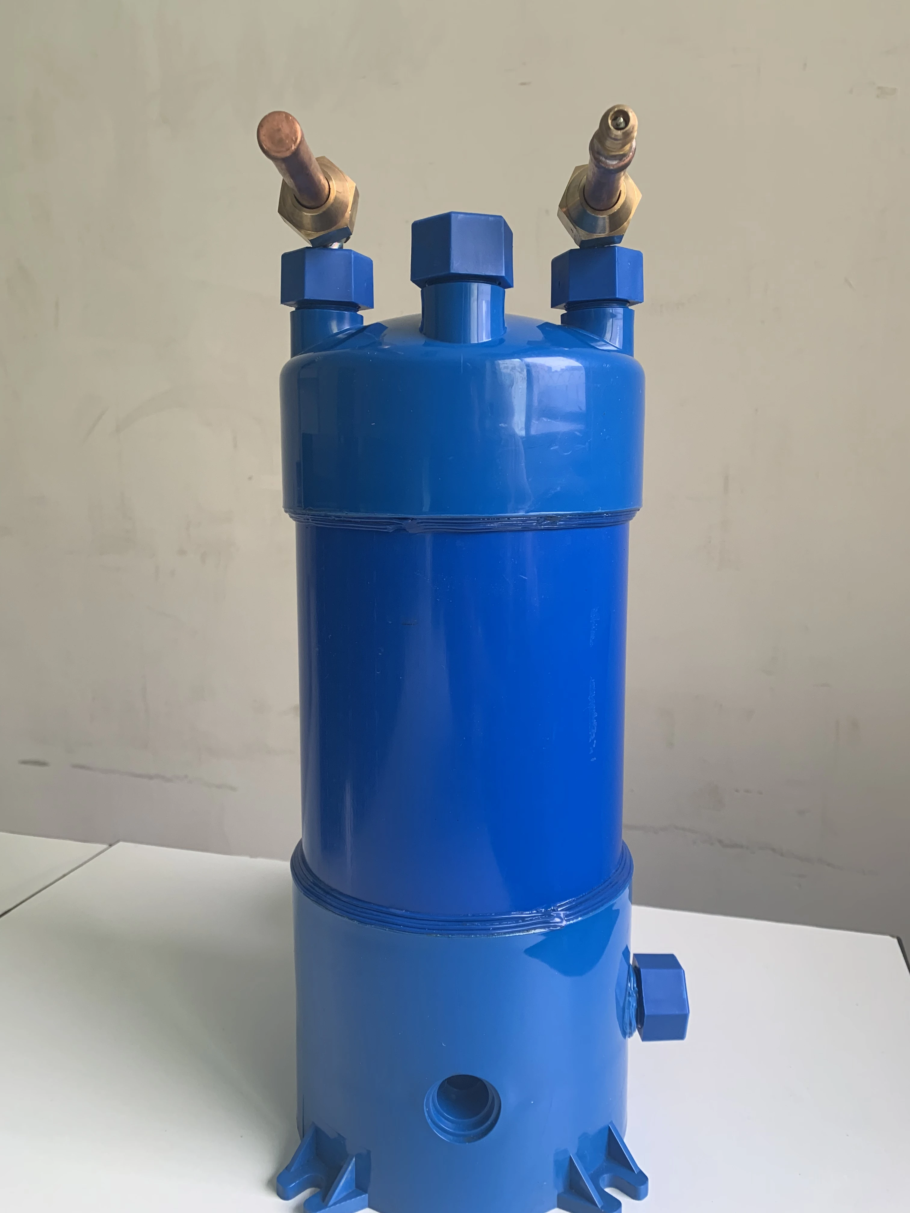 Screwed titanium tube pvc shell heat exchanger/PVC shell titanium coil tube heat exchanger for aquarium chiller