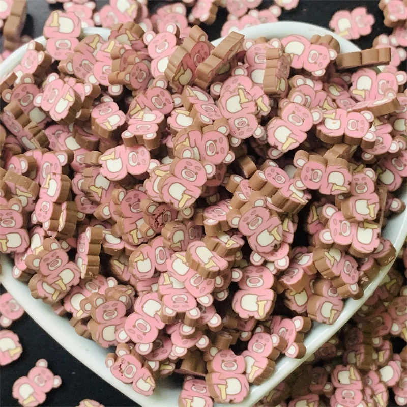 100g/Bag Cartoon Strawberry Pink Bear Polymer Clay Slices Hot Clay Sprinkles For Slime Filling Accessories Shaker Cards Deco
